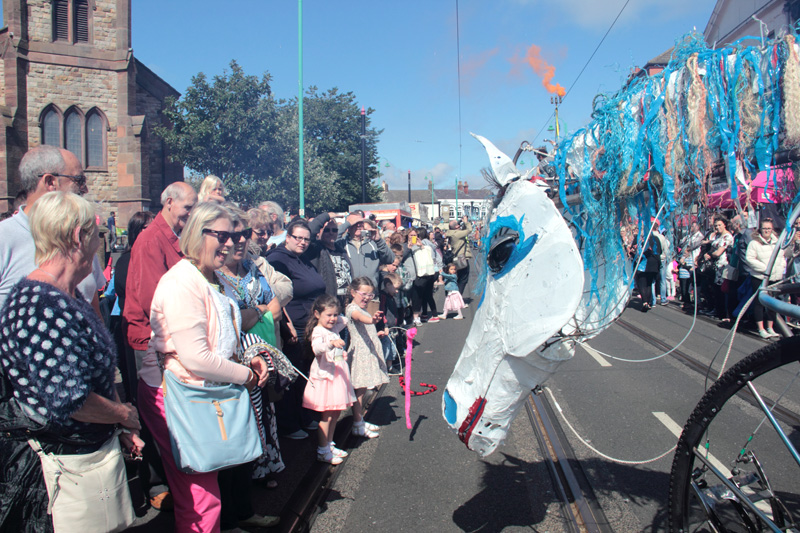 The Obby Oss at Spare Parts Parade, Tram Sunday, Fleetwood, July 2015