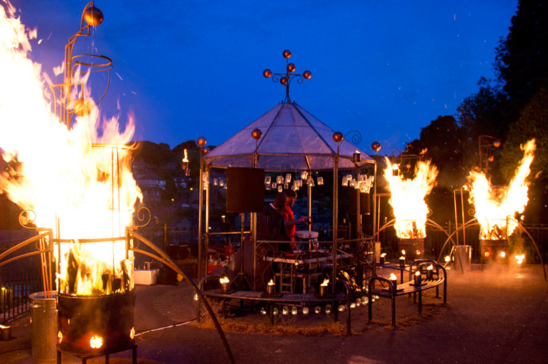 Bandstand and fire & water sculptures made with/for pa-Boom for Holmfirth Arts Festival 2015